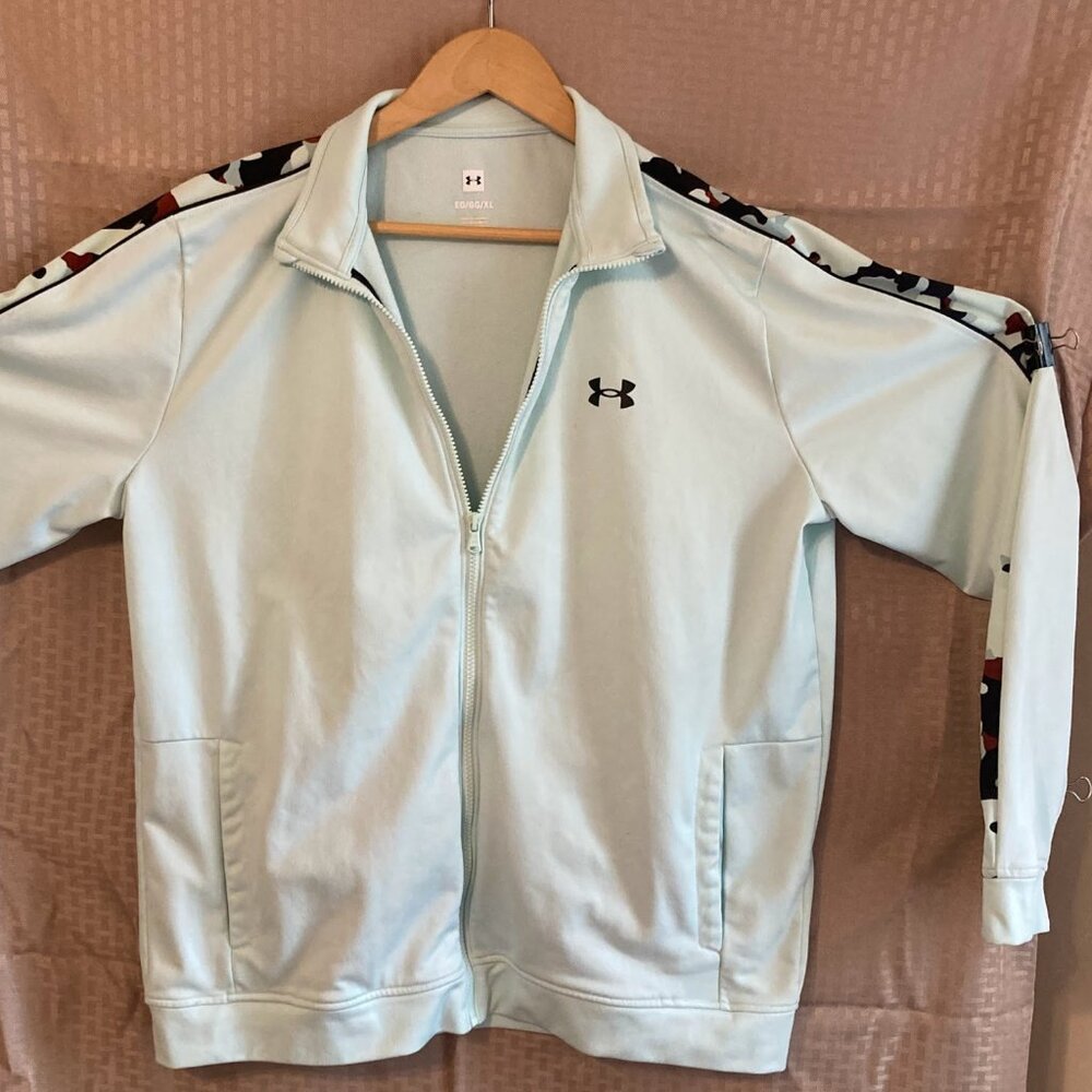 Under Armour Unstoppable Track Jacket, Size XL, Light Blue with Camo Stripe - Picture 2 of 2